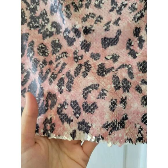 Free People Fp One Skinny Allover Sequin Cheetah Print Mini Skirt 2 NWT - Picture 5 of 6